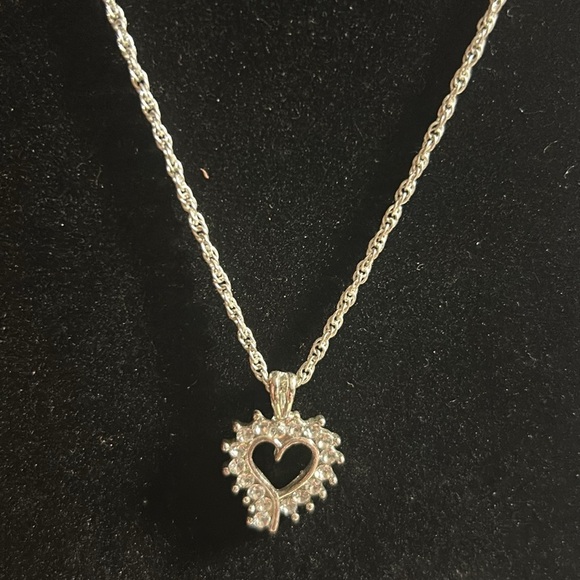 Simulated Diamond Heart Pendant Necklace - Picture 3 of 3